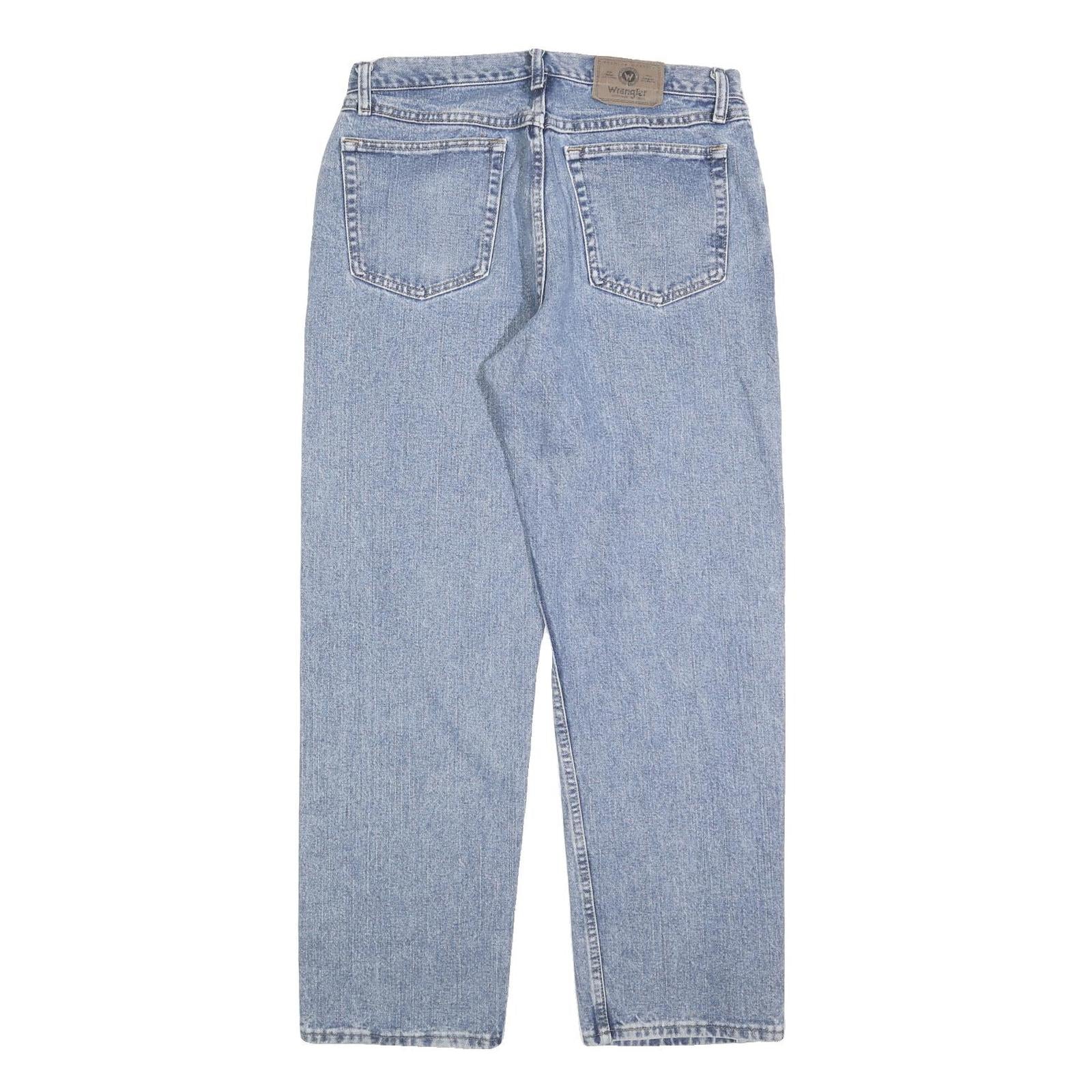 WRANGLER Mens Jeans Blue Relaxed Straight Denim Light W33 L32 Zip Closure