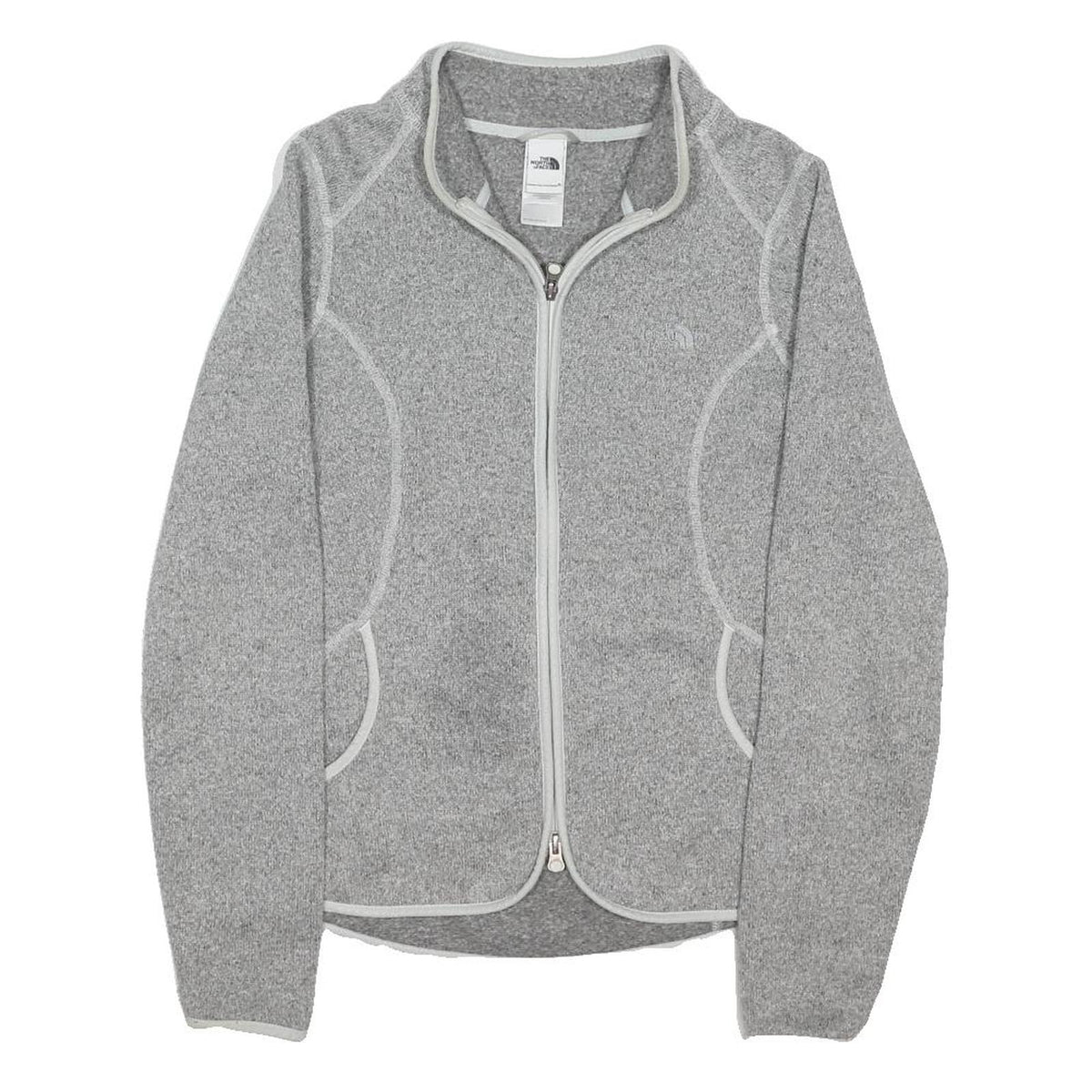 THE NORTH FACE Womens Grey Jacket S Polyester Blend Plain Zip Athletic Outdoor