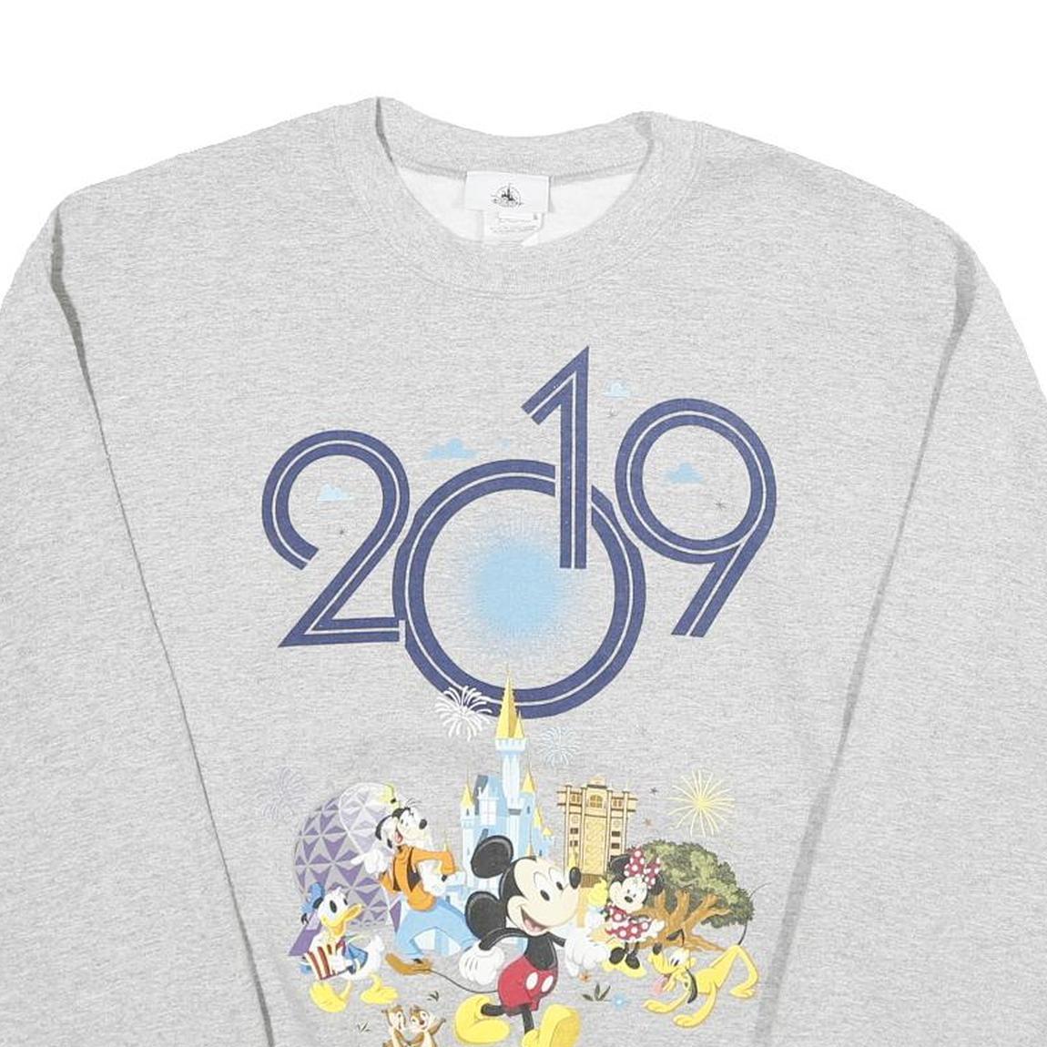 DISNEY Mens Grey 2019 Walt Disney World Crew Neck M Cotton Blend Sweatshirt