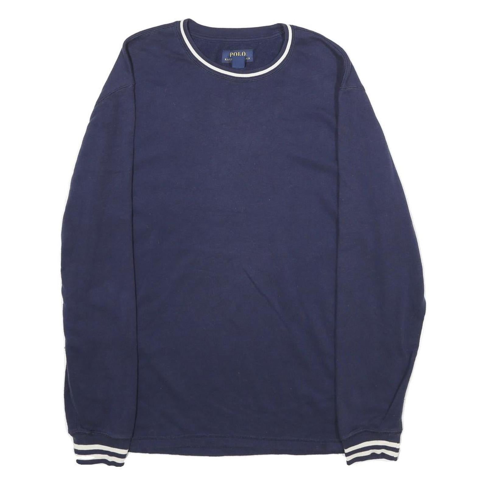 POLO RALPH LAUREN Mens Navy Crew Neck L Cotton Blend Sweatshirt