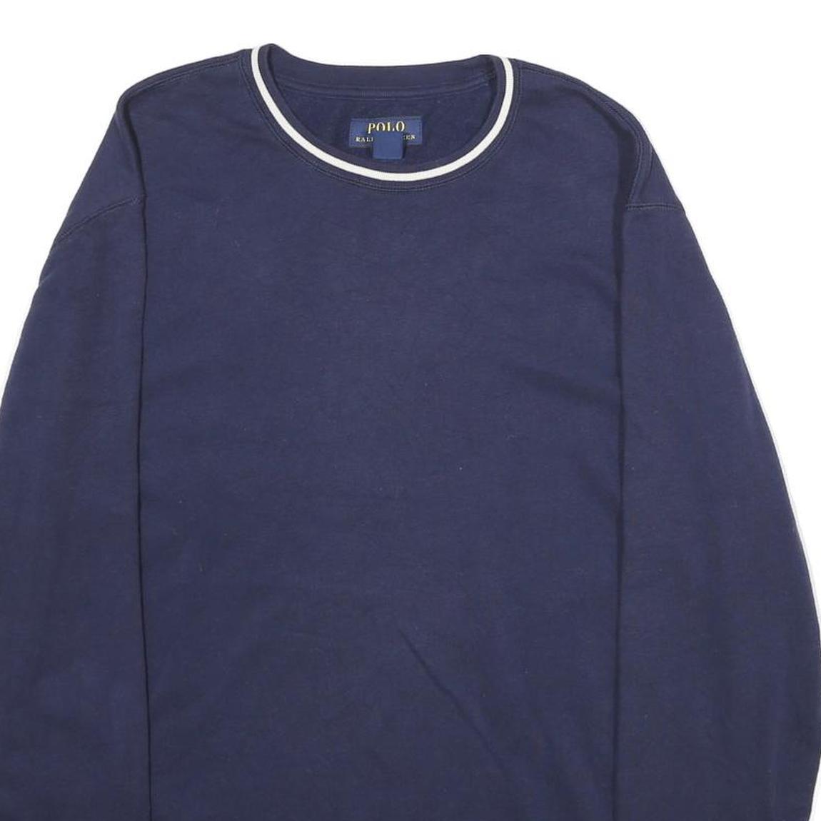 POLO RALPH LAUREN Mens Navy Crew Neck L Cotton Blend Sweatshirt