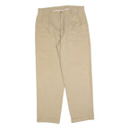DICKIES Mens Relaxed Beige Cotton Blend Trousers W33 L32 Classic Straight Zip