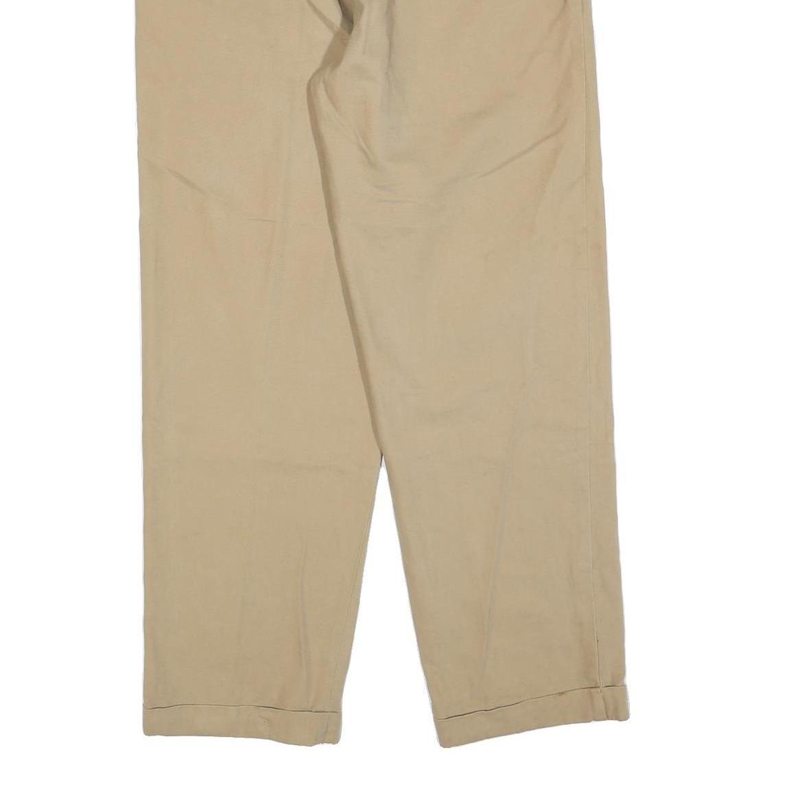 DICKIES Mens Relaxed Beige Cotton Blend Trousers W33 L32 Classic Straight Zip