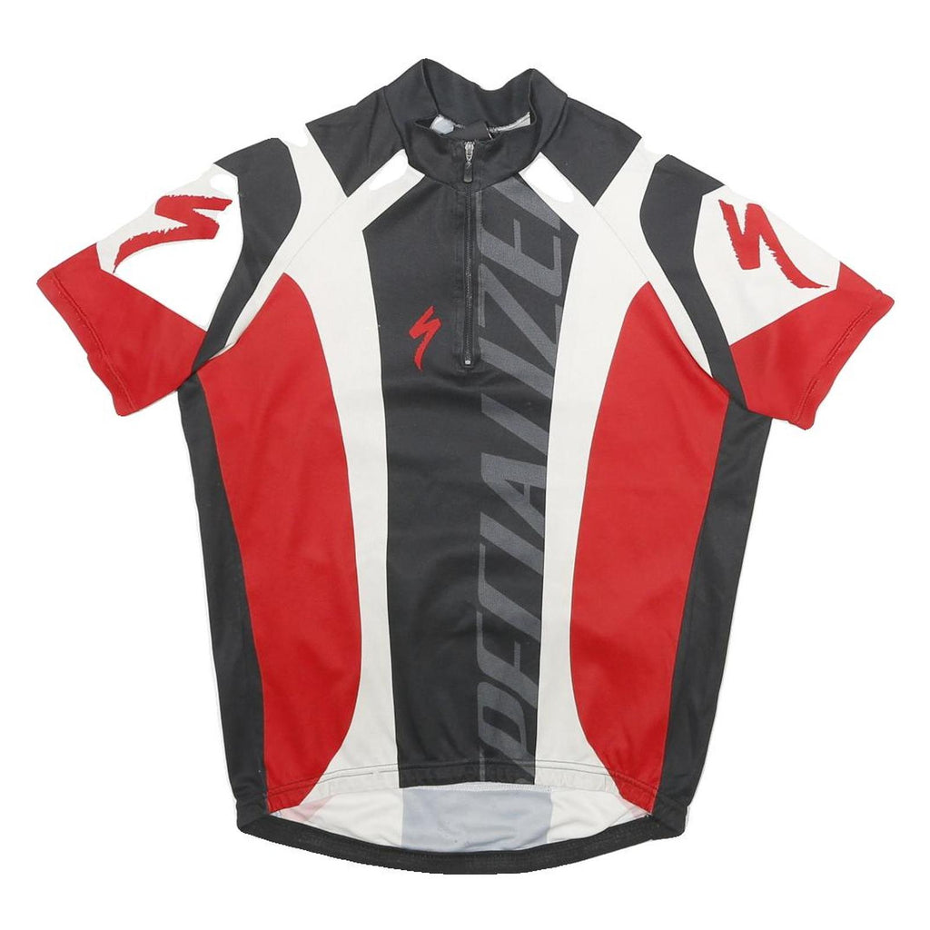 SPECIALISED Mens Black & Red Graphic T-Shirt M Short Sleeve 1/4 Zip Cycling