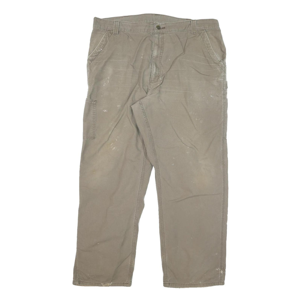 CARHARTT Mens Cotton Blend Beige Relaxed Straight Trousers W40 L29 Workwear