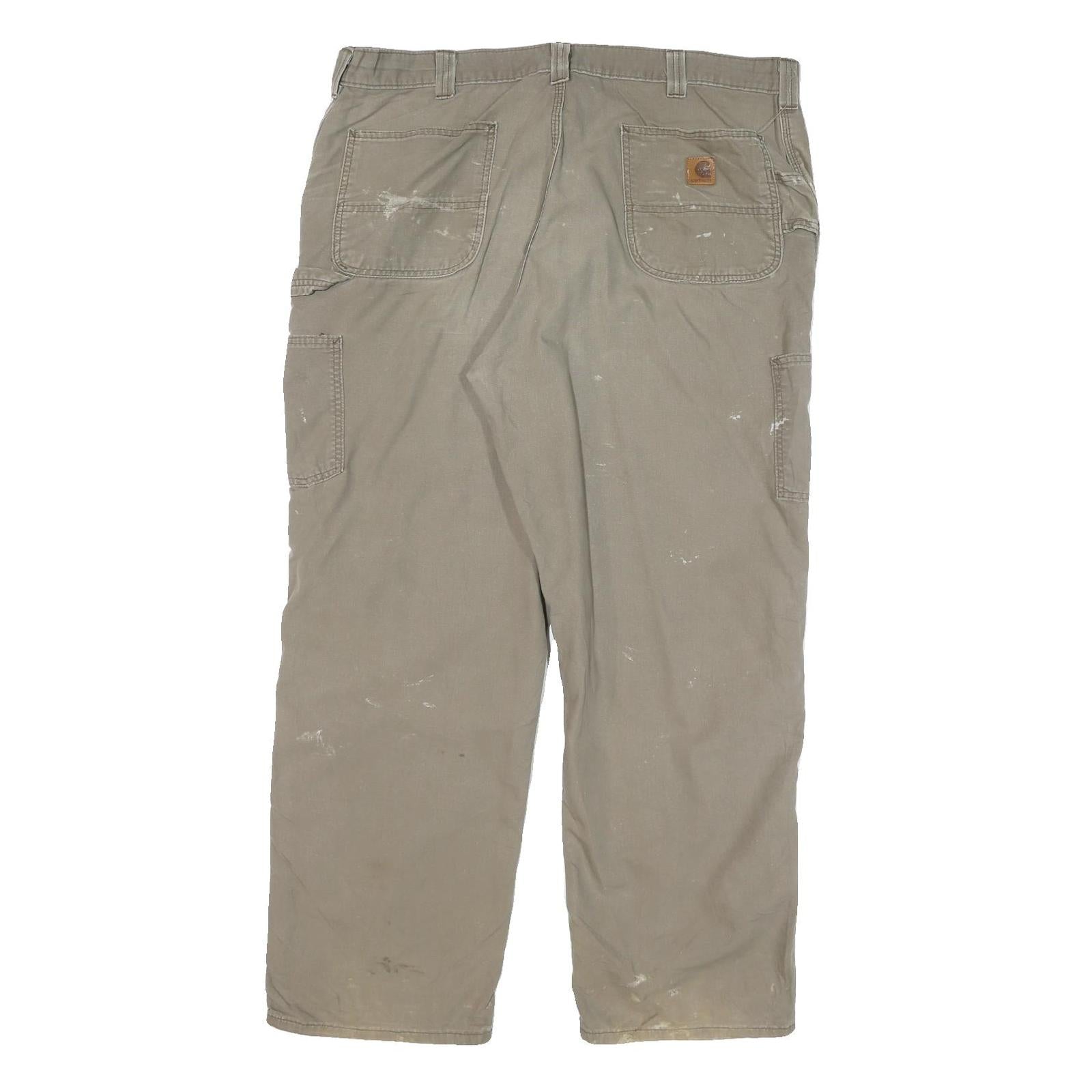 CARHARTT Mens Cotton Blend Beige Relaxed Straight Trousers W40 L29 Workwear