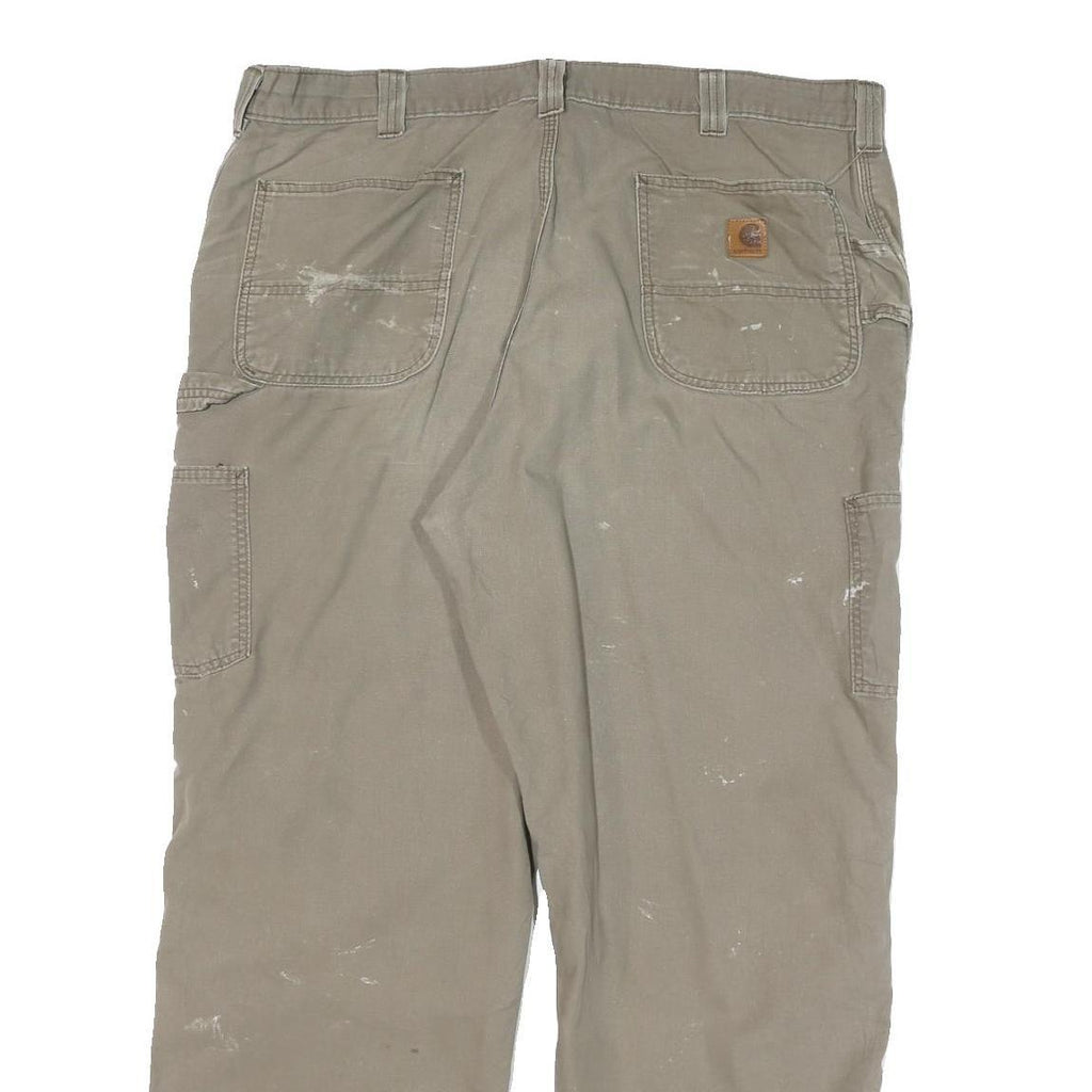 CARHARTT Mens Cotton Blend Beige Relaxed Straight Trousers W40 L29 Workwear
