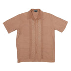 EL NORTENO Mens Brown Short Sleeve Shirt M Embroidered Front Casual
