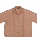 EL NORTENO Mens Brown Short Sleeve Shirt M Embroidered Front Casual
