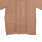 EL NORTENO Mens Brown Short Sleeve Shirt M Embroidered Front Casual