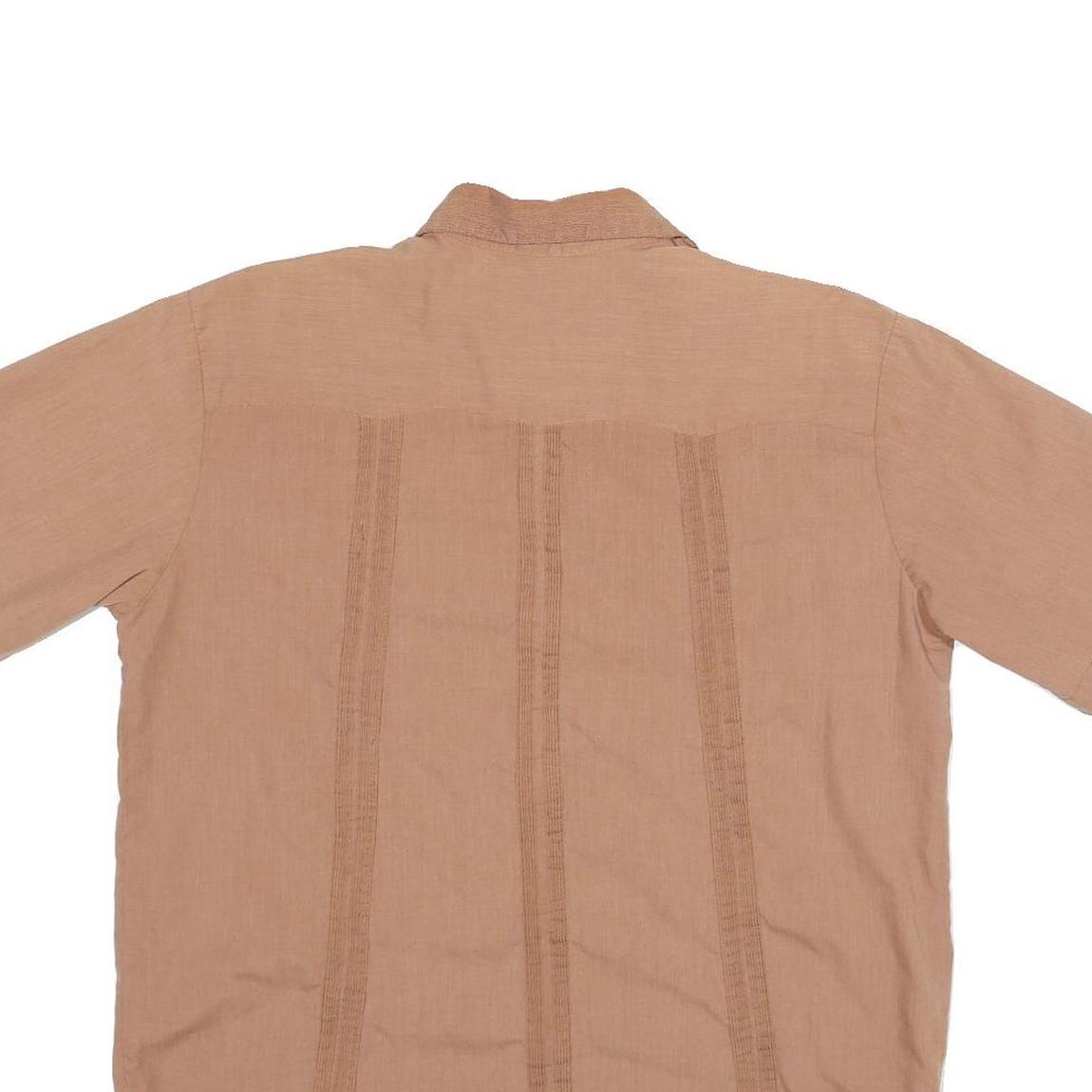 EL NORTENO Mens Brown Short Sleeve Shirt M Embroidered Front Casual