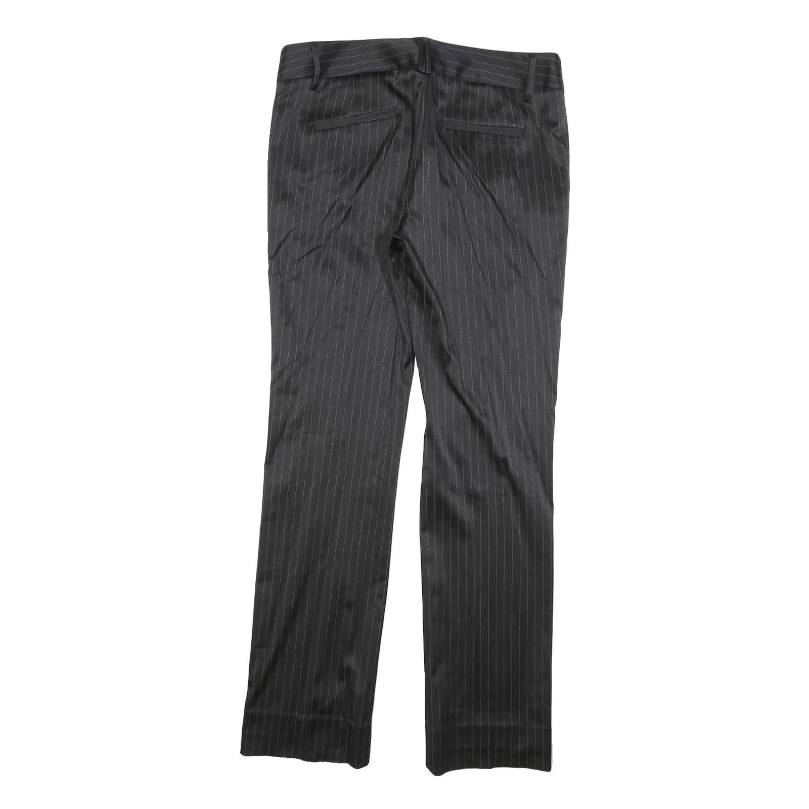 ZARA BASIC Womens Polyester Blend Black Pinstripe Regular Straight Trousers W32