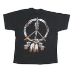 Mens Black Cotton Blend Graphic T-Shirt XL Short Sleeve Crew Neck Wolf Print