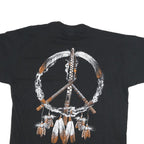 Mens Black Cotton Blend Graphic T-Shirt XL Short Sleeve Crew Neck Wolf Print