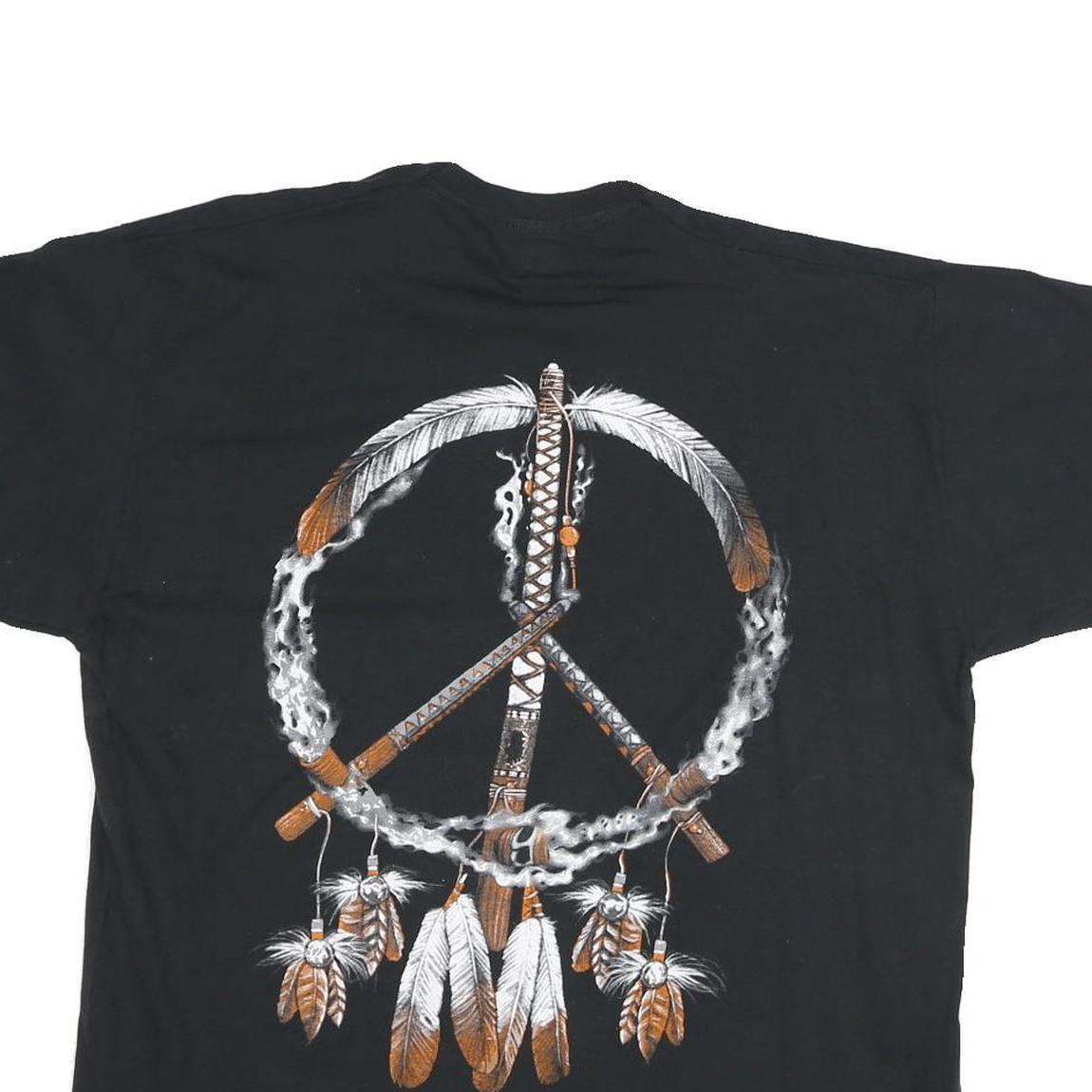 Mens Black Cotton Blend Graphic T-Shirt XL Short Sleeve Crew Neck Wolf Print