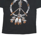 Mens Black Cotton Blend Graphic T-Shirt XL Short Sleeve Crew Neck Wolf Print