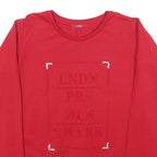 GUESS Womens Red Sweatshirt Crew Neck S LNDN PR MLN NWYRK Pullover Cotton