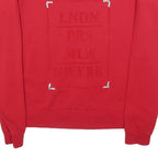 GUESS Womens Red Sweatshirt Crew Neck S LNDN PR MLN NWYRK Pullover Cotton