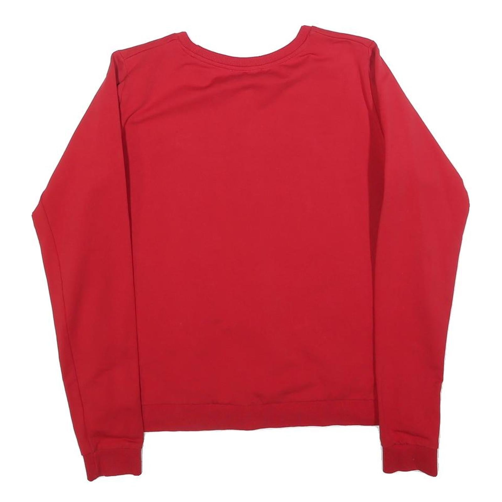 GUESS Womens Red Sweatshirt Crew Neck S LNDN PR MLN NWYRK Pullover Cotton