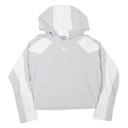 PUMA Womens Grey & White Hoodie M Cotton Blend Pullover Casual Sportswear