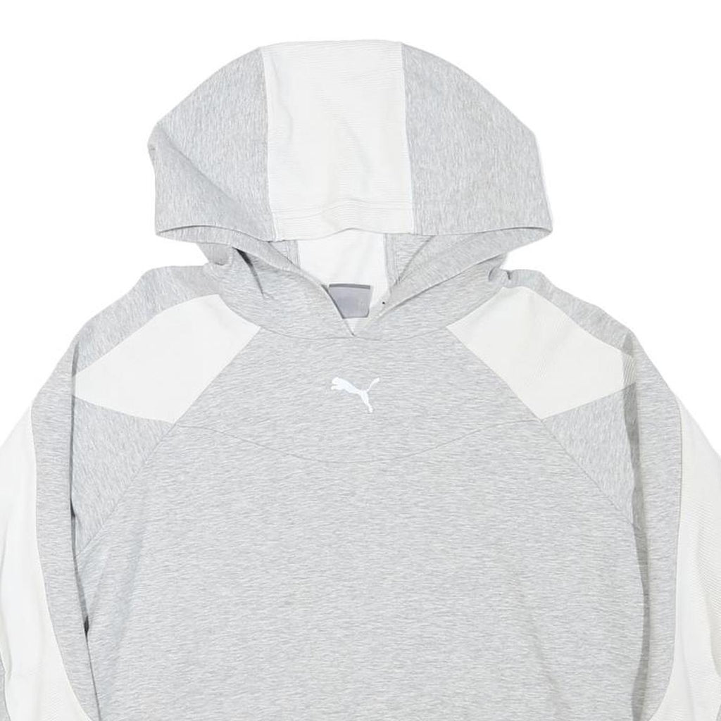 PUMA Womens Grey & White Hoodie M Cotton Blend Pullover Casual Sportswear