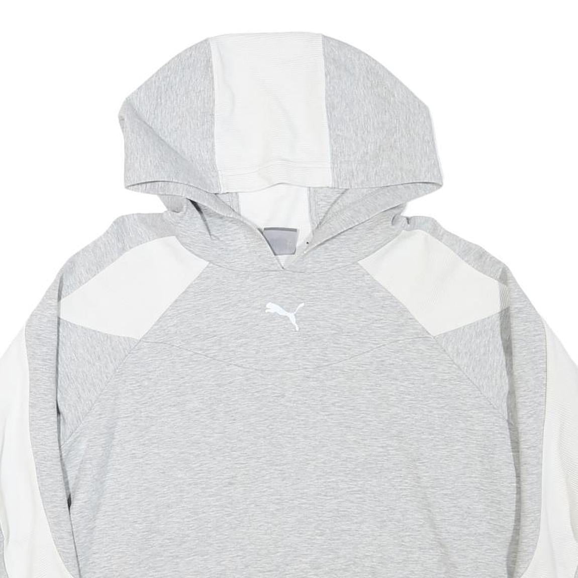 PUMA Womens Grey & White Hoodie M Cotton Blend Pullover Casual Sportswear