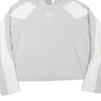 PUMA Womens Grey & White Hoodie M Cotton Blend Pullover Casual Sportswear