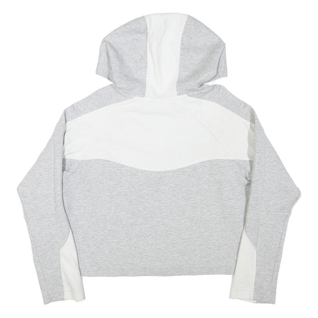PUMA Womens Grey & White Hoodie M Cotton Blend Pullover Casual Sportswear