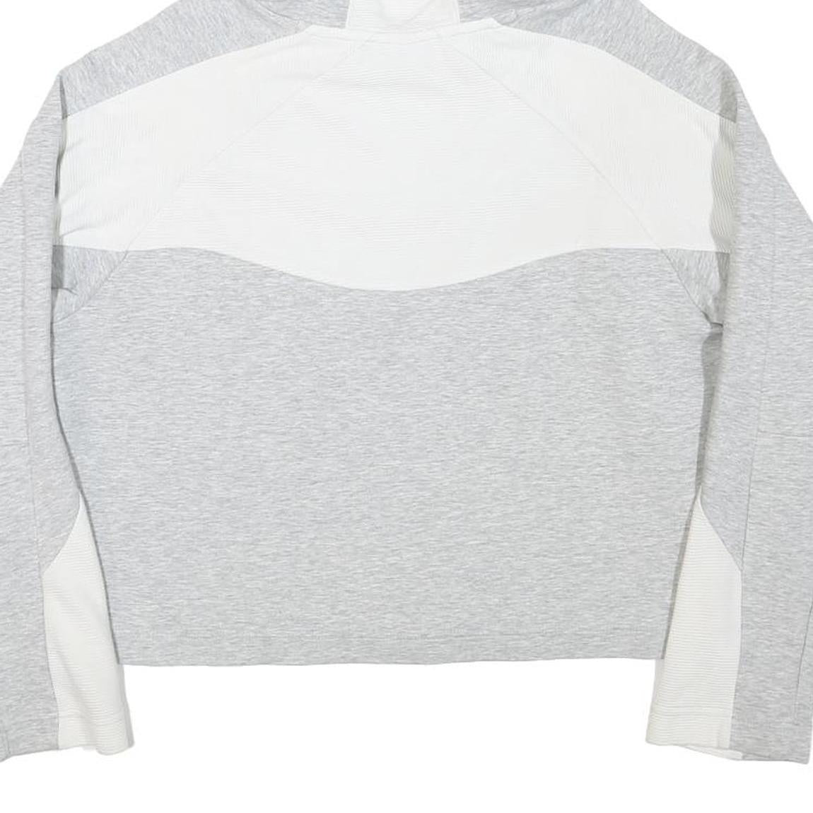 PUMA Womens Grey & White Hoodie M Cotton Blend Pullover Casual Sportswear