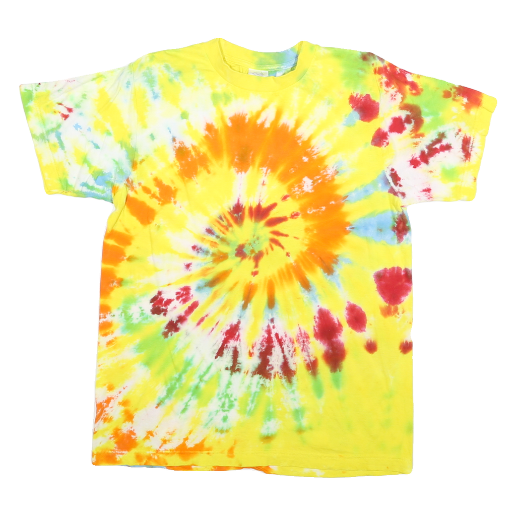 DANCING ROBIN Mens Yellow & Orange Tie Dye T-Shirt S Short Sleeve Crew Neck