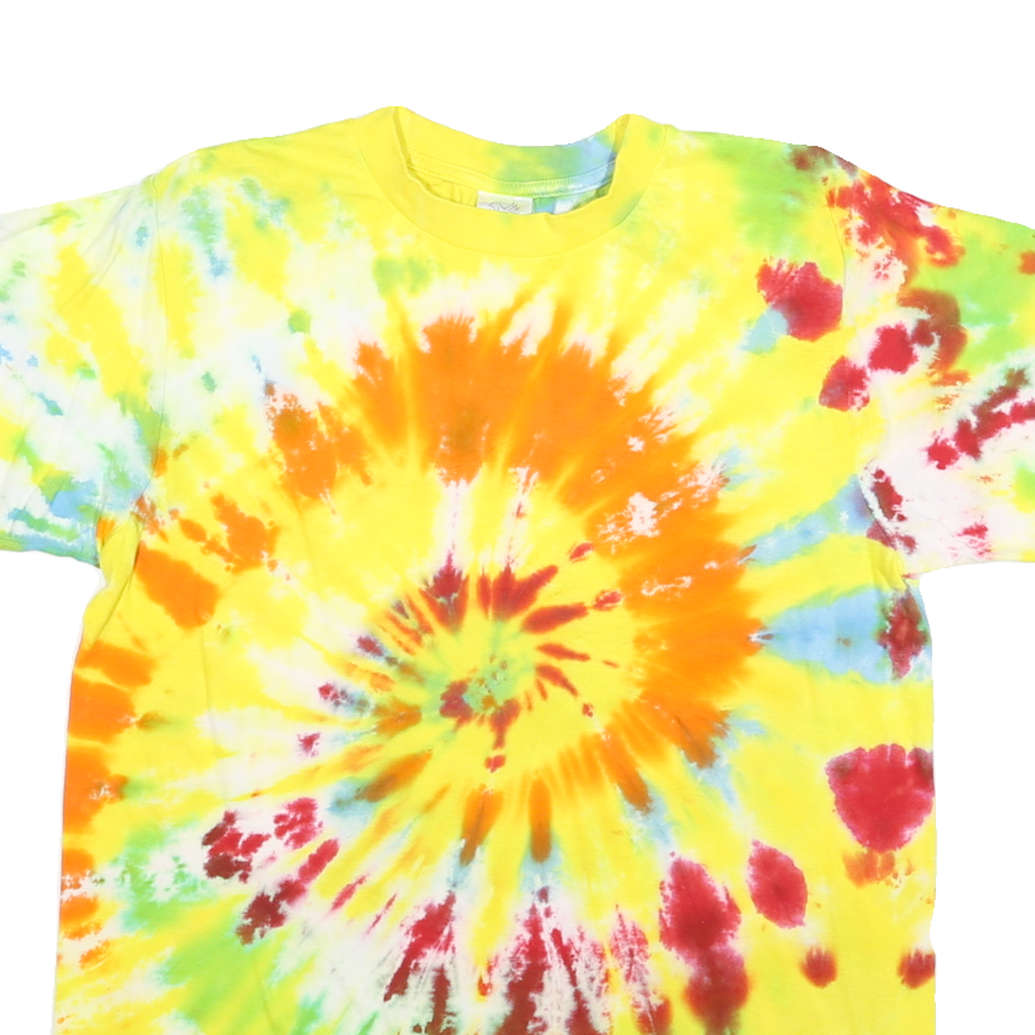 DANCING ROBIN Mens Yellow & Orange Tie Dye T-Shirt S Short Sleeve Crew Neck