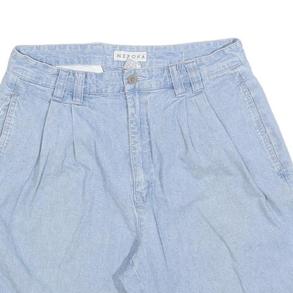 MERONA Womens Shorts Blue Denim Casual M W32 Cotton Blend Relaxed Fit