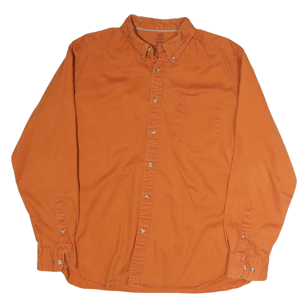 FADED GLORY Mens Orange Cotton Shirt L Button Down Casual Long Sleeve
