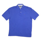 TOMMY HILFIGER Mens Blue Polo Shirt XL Cotton Blend Short Sleeve Basic Collar