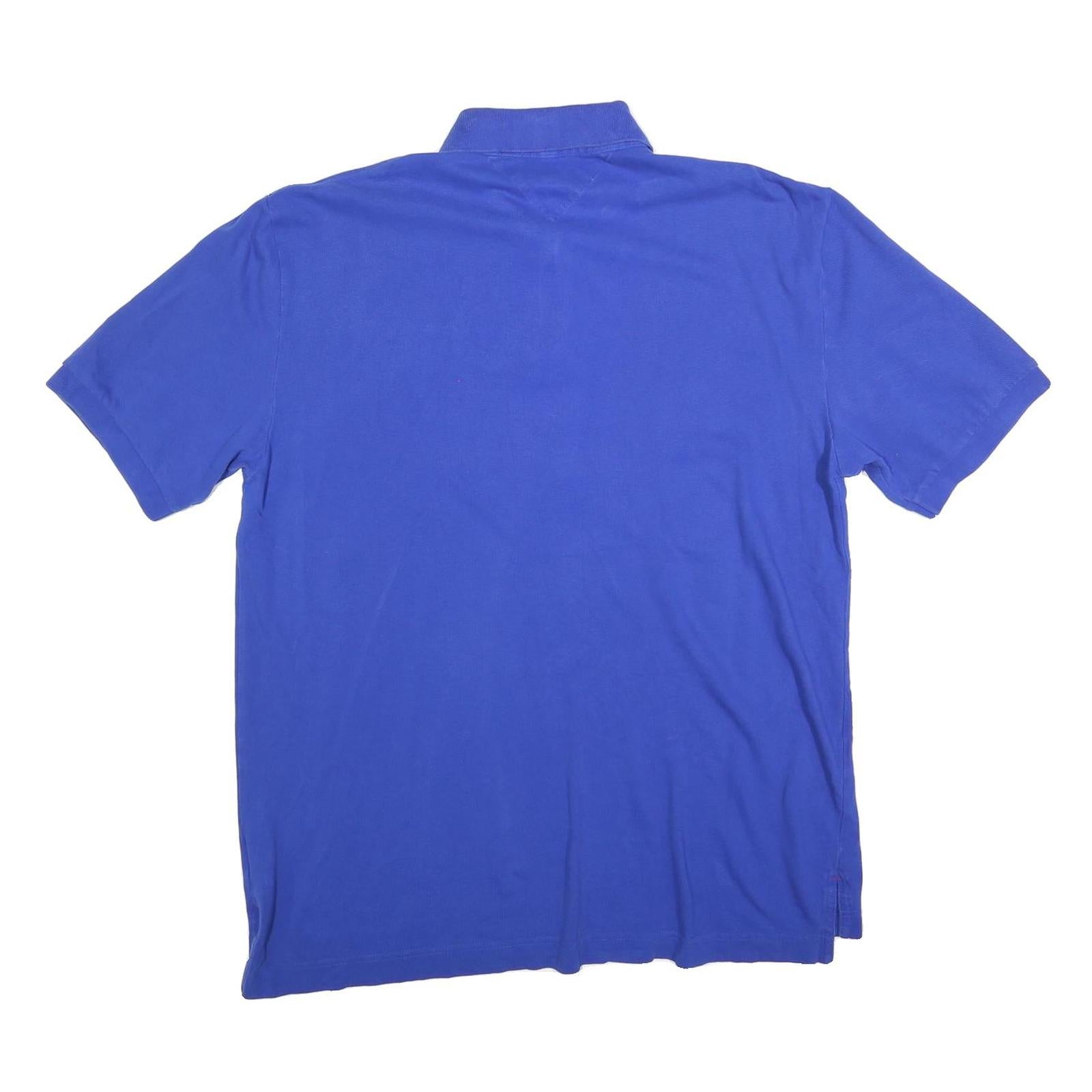 TOMMY HILFIGER Mens Blue Polo Shirt XL Cotton Blend Short Sleeve Basic Collar