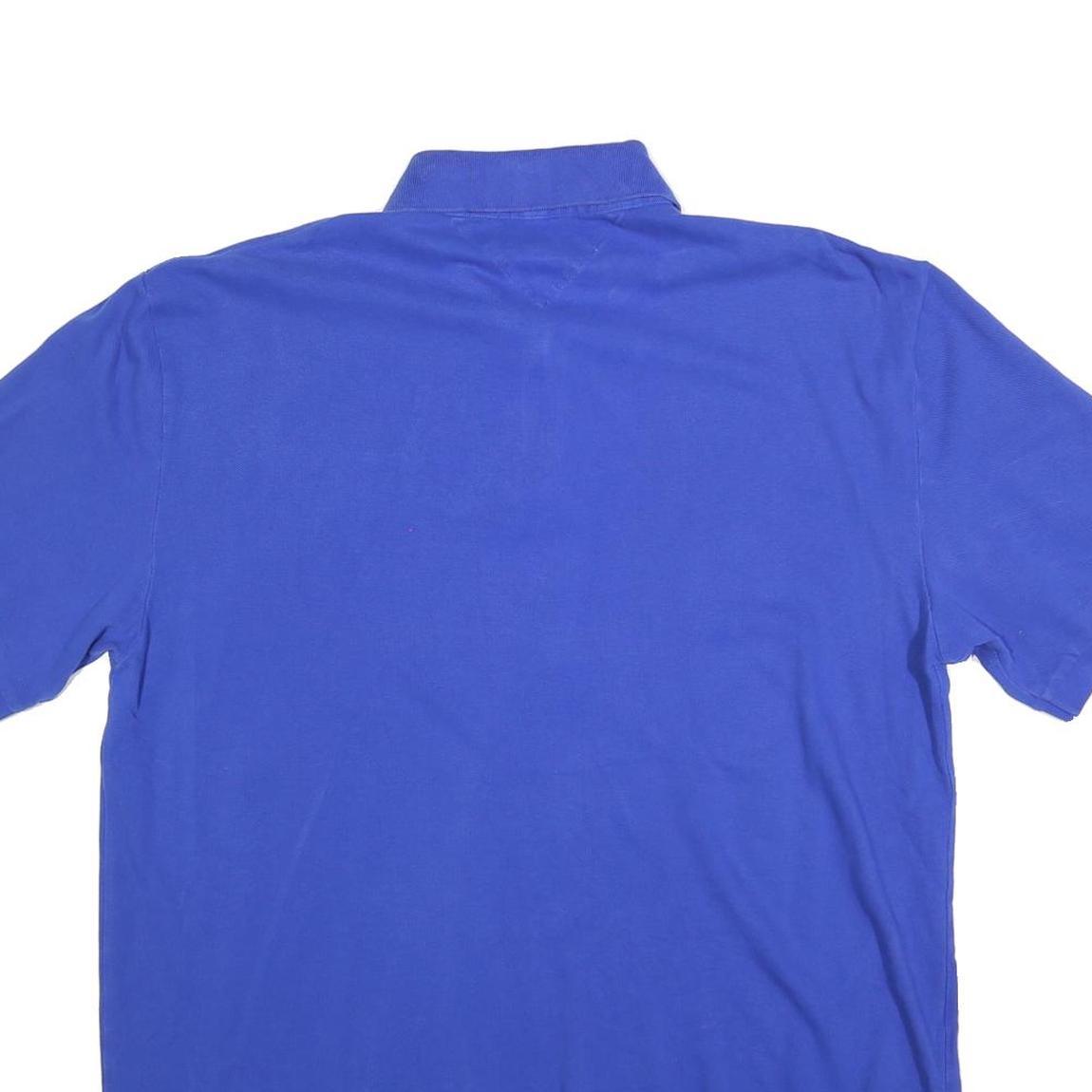 TOMMY HILFIGER Mens Blue Polo Shirt XL Cotton Blend Short Sleeve Basic Collar