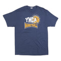 PORT & COMPANY Mens Blue YMCA Basketball Graphic T-Shirt L Short Sleeve Crew