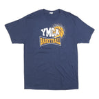 PORT & COMPANY Mens Blue YMCA Basketball Graphic T-Shirt L Short Sleeve Crew