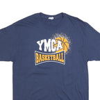 PORT & COMPANY Mens Blue YMCA Basketball Graphic T-Shirt L Short Sleeve Crew