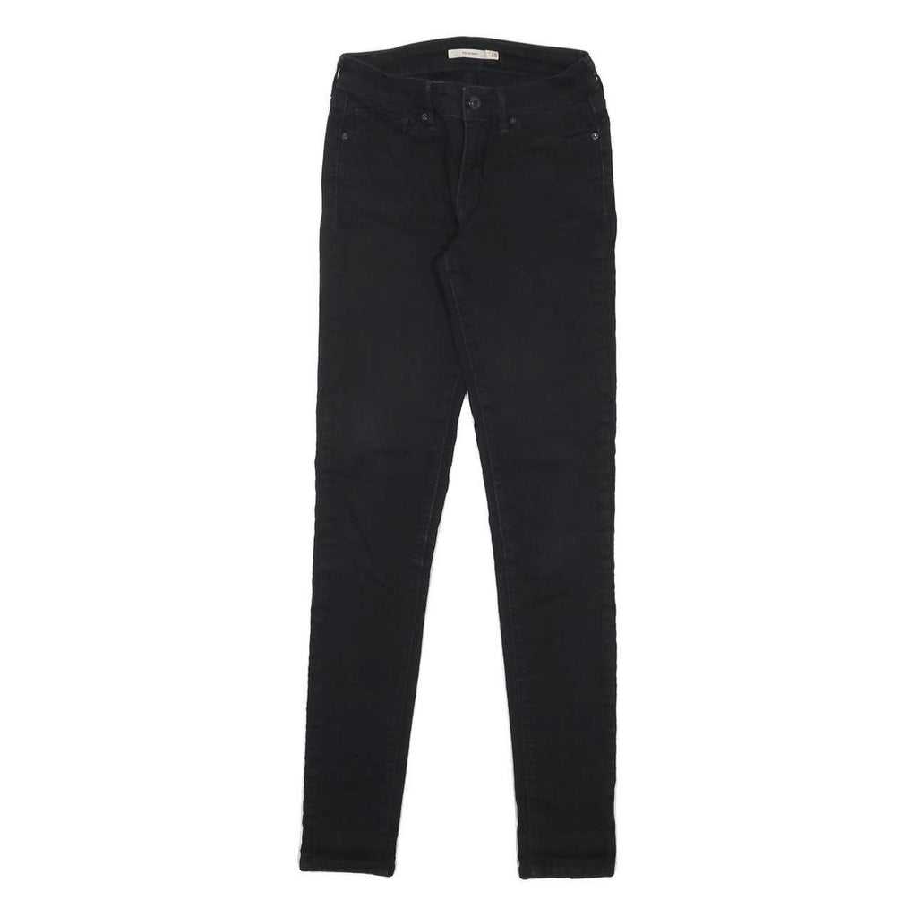 LEVI'S 711 Womens Slim Skinny Denim Black W25 L32 Stretch Cotton Blend Zip