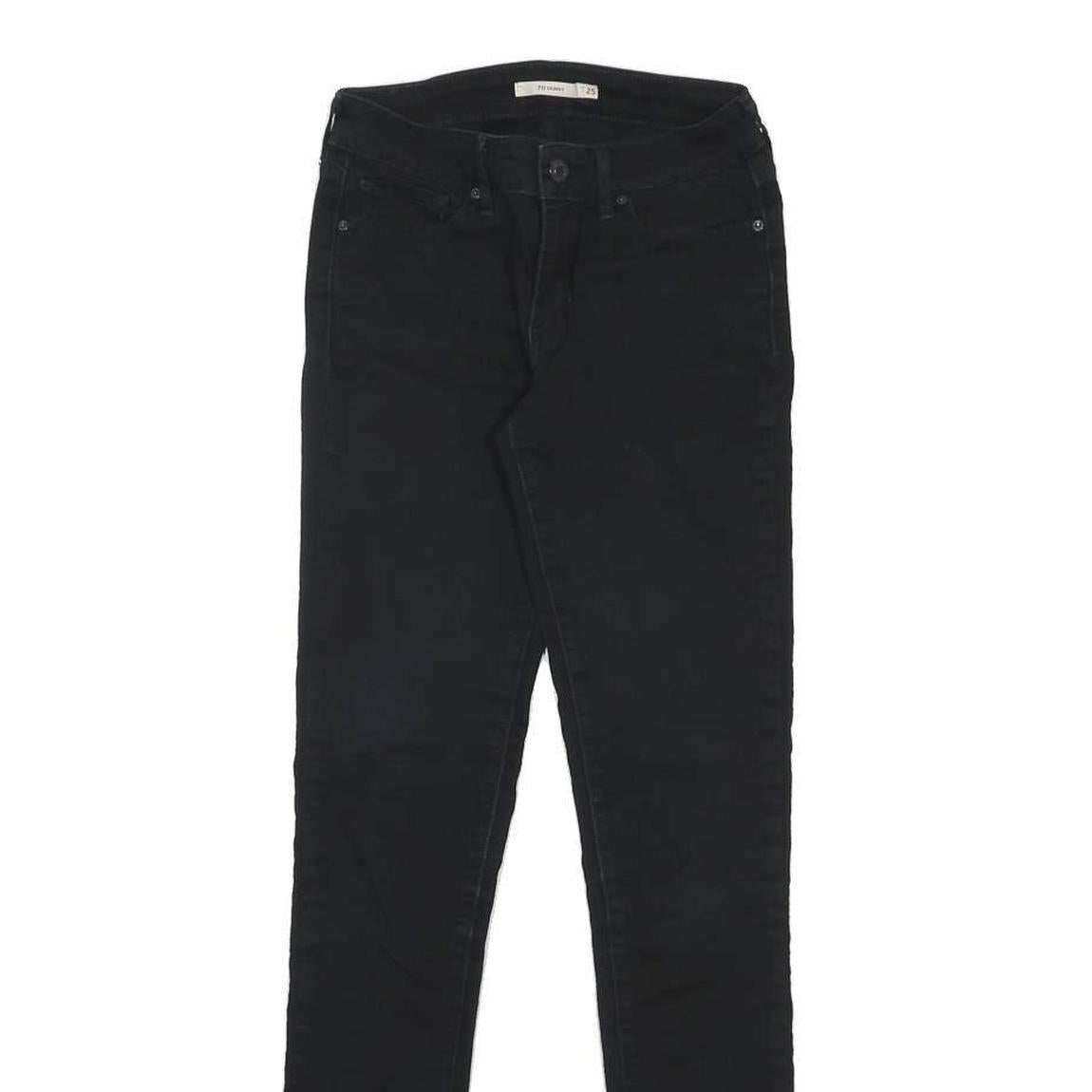 LEVI'S 711 Womens Slim Skinny Denim Black W25 L32 Stretch Cotton Blend Zip