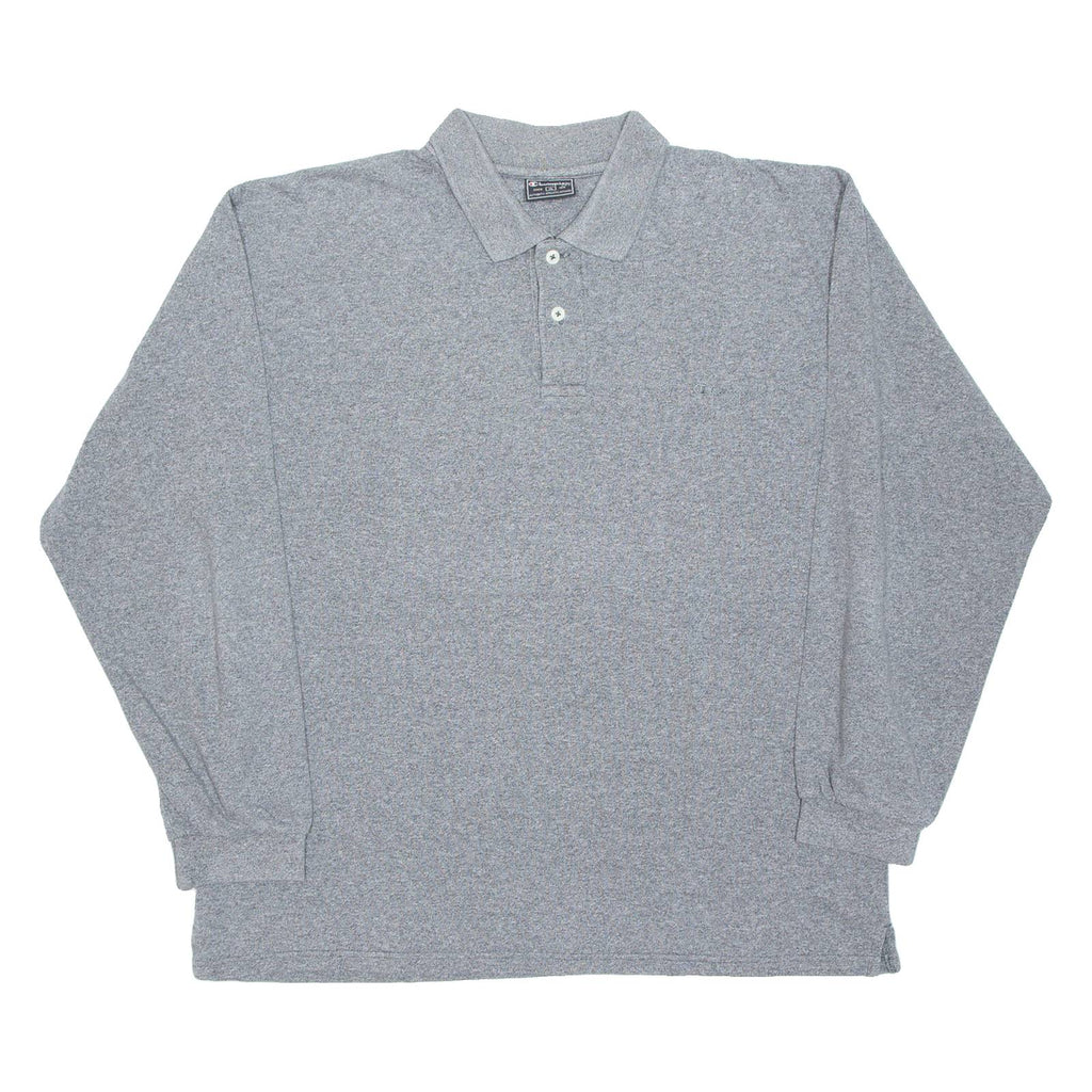 CHAMPION Mens Polo Shirt Grey Long Sleeve XL