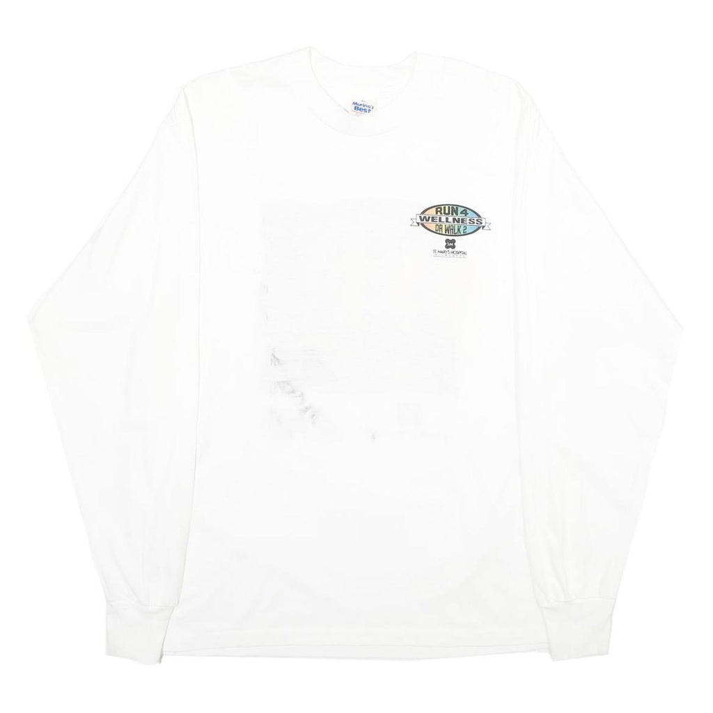 MURINA'S BEST Mens White XL Long Sleeve Crew Neck Wellness Print T-Shirt