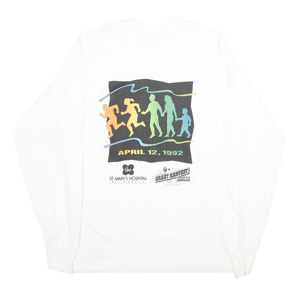 MURINA'S BEST Mens White XL Long Sleeve Crew Neck Wellness Print T-Shirt