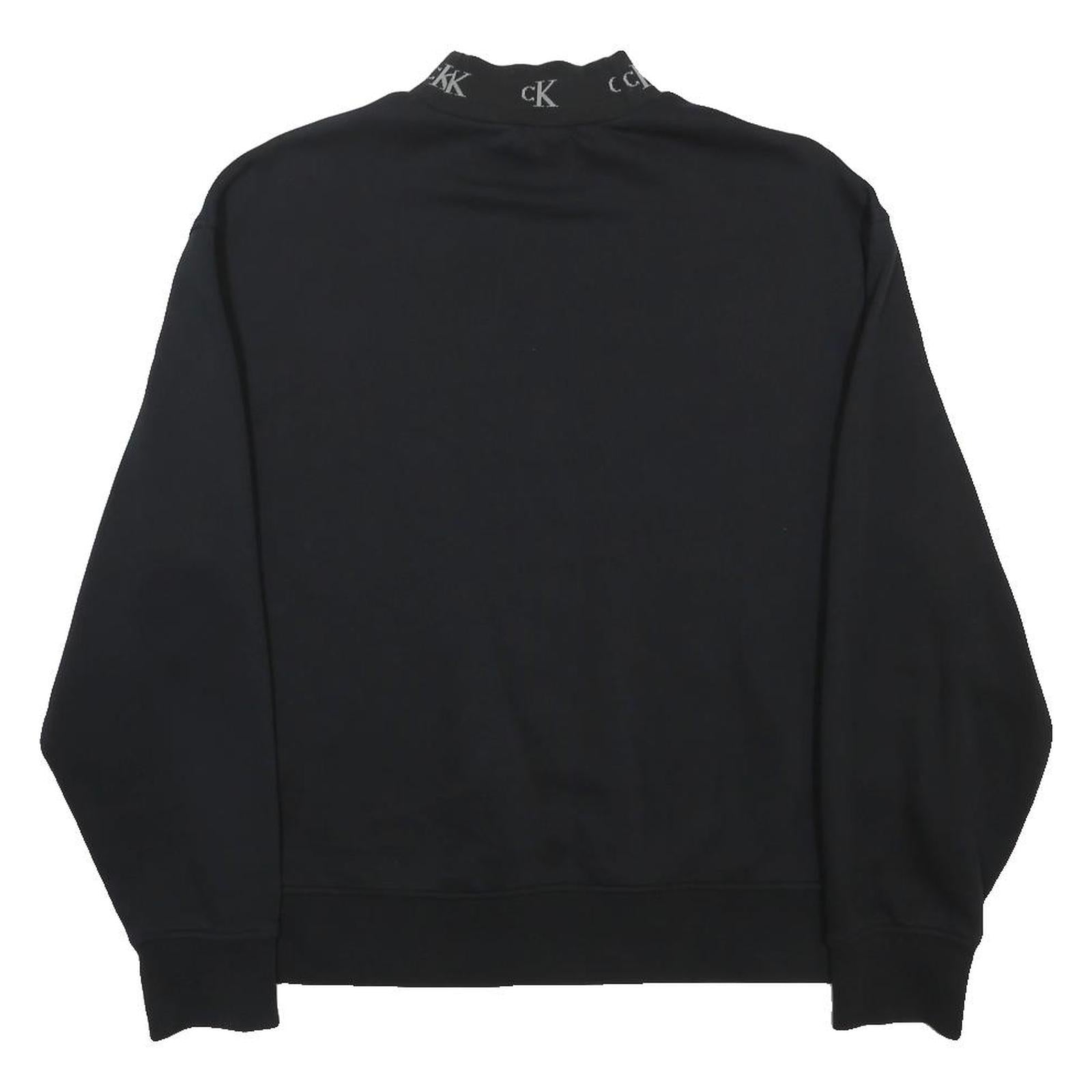 CALVIN KLEIN JEANS Womens Black High Neck L Sweatshirt Cotton Blend Logo