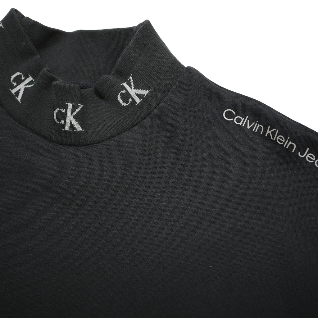 CALVIN KLEIN JEANS Womens Black High Neck L Sweatshirt Cotton Blend Logo