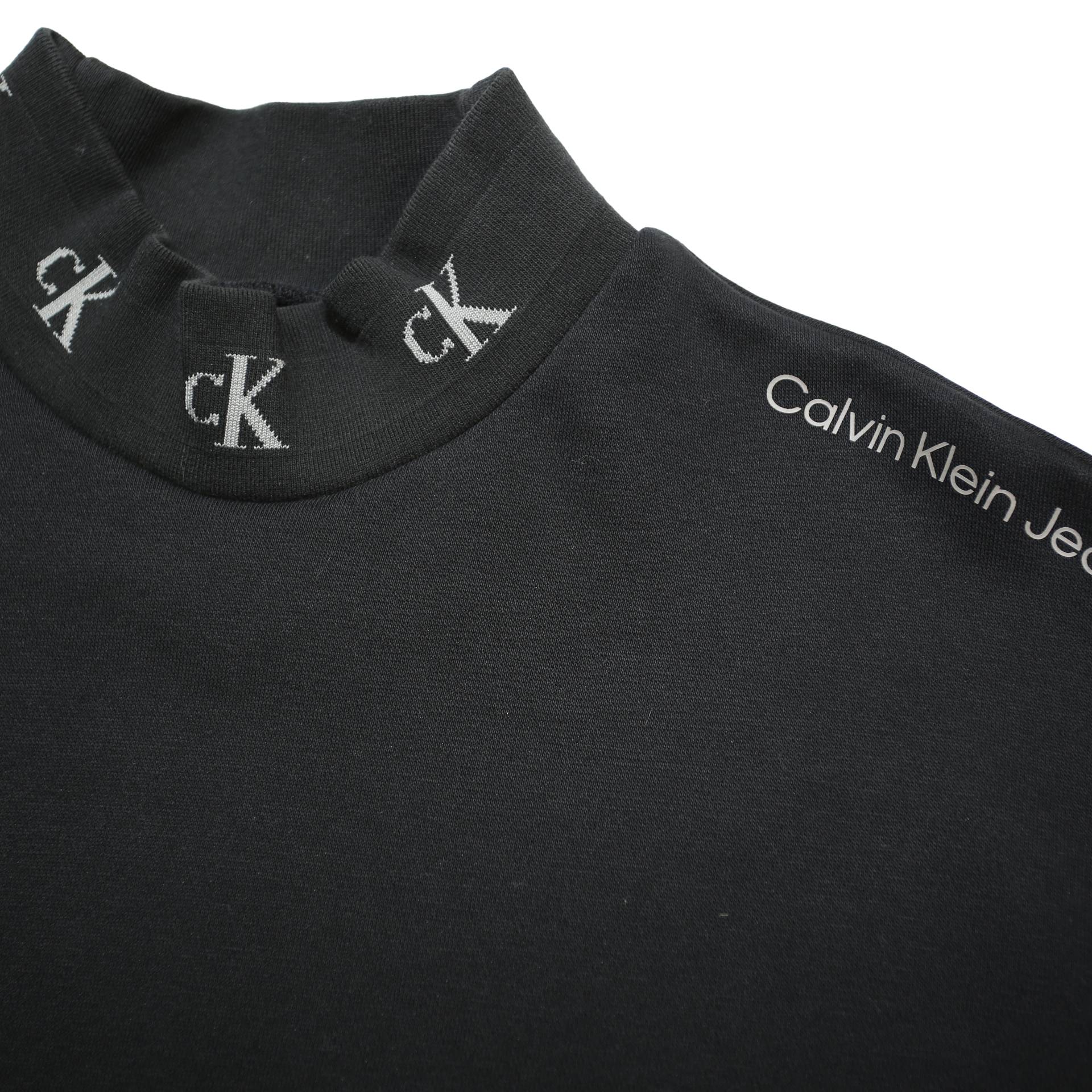 CALVIN KLEIN JEANS Womens Black High Neck L Sweatshirt Cotton Blend Logo