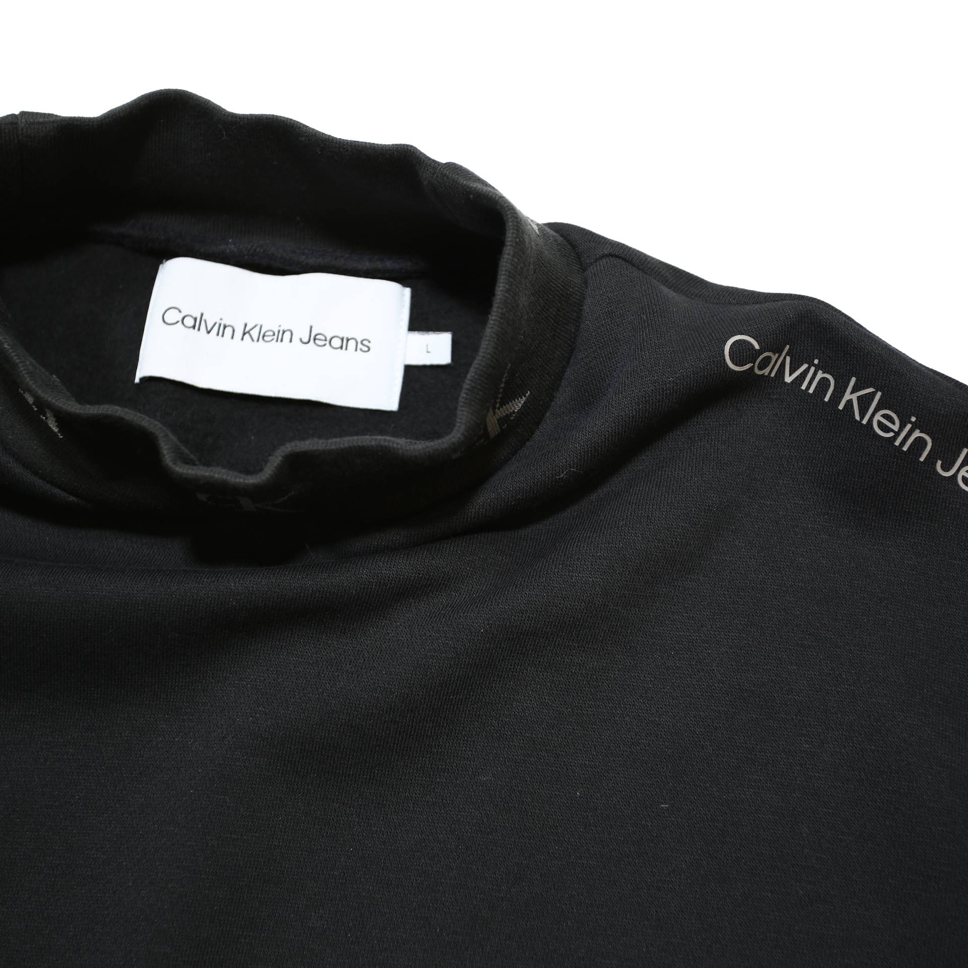 CALVIN KLEIN JEANS Womens Black High Neck L Sweatshirt Cotton Blend Logo