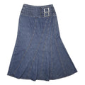 Womens Blue Denim A-Line Midi Cotton Skirt UK 12 Belt Buckle Detail