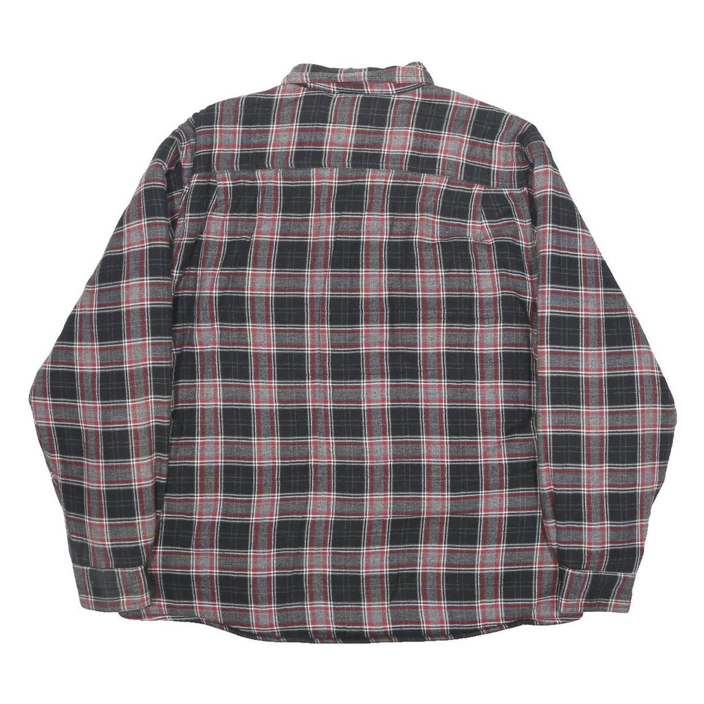 WRANGLER Fleece Lined Mens Black & Red Checked Shirt XL Cotton Long Sleeve